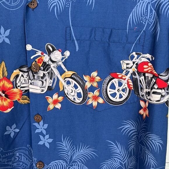 Vintage Bishop Street mens Hawaiian Motorcycle Themed shirt Medium - Picture 2 of 6